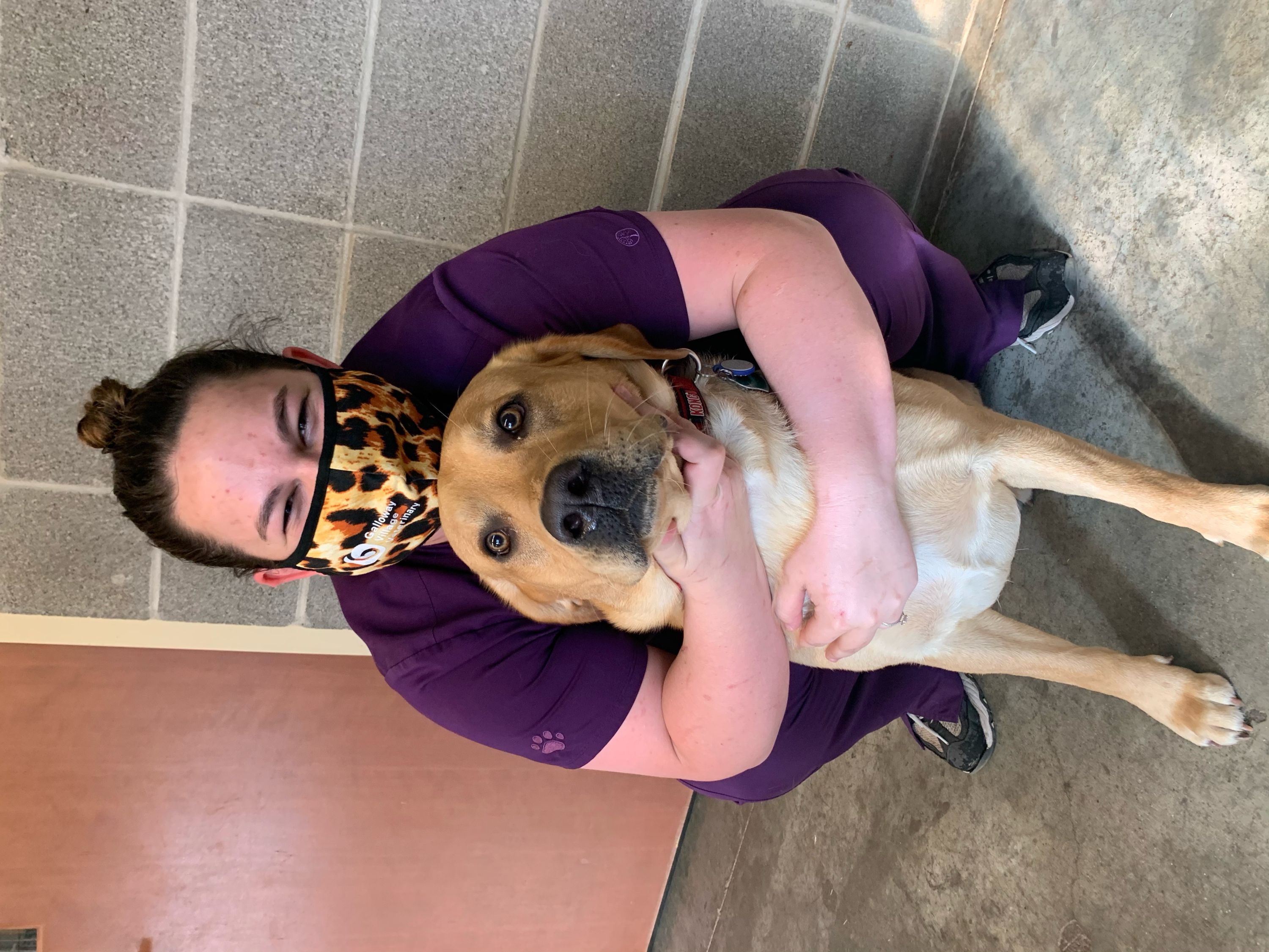 Head Kennel Technician Haley Fuldner with one of our boarding dogs!