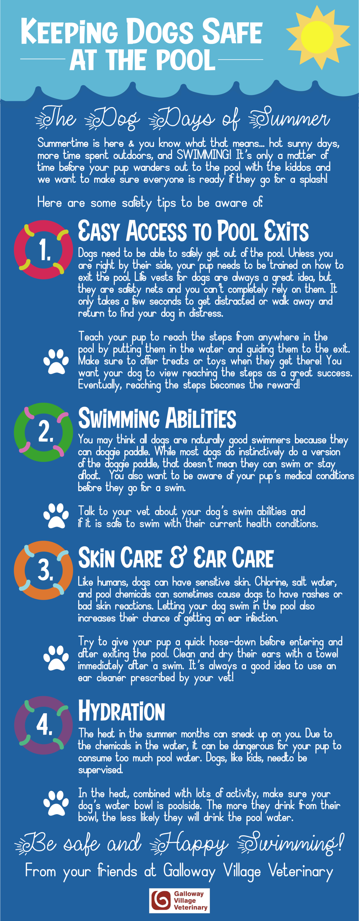 4 tips for keeping dogs safe at the pool this summer.